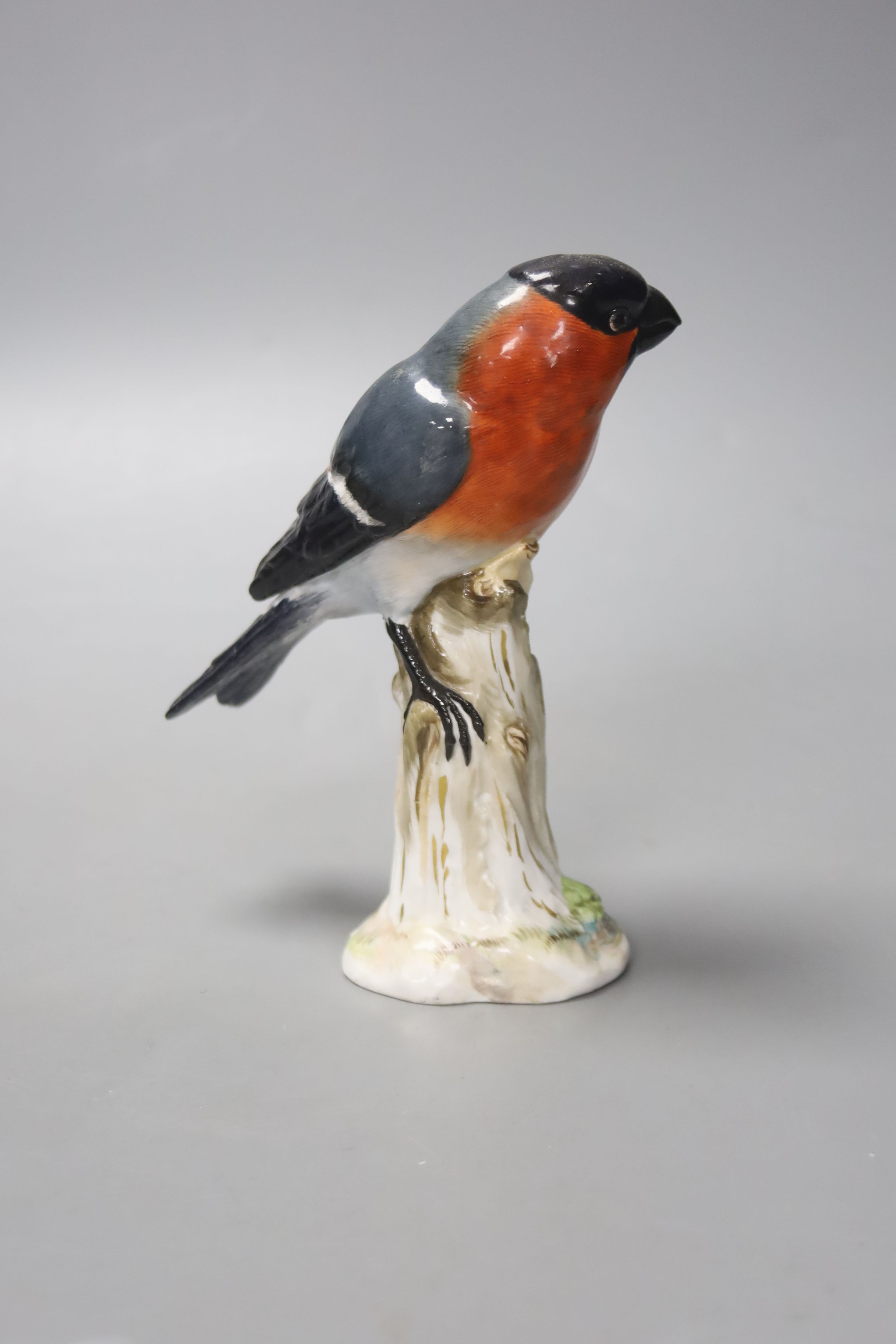 A late 19th century Meissen figure of a bullfinch, height 14.5cm